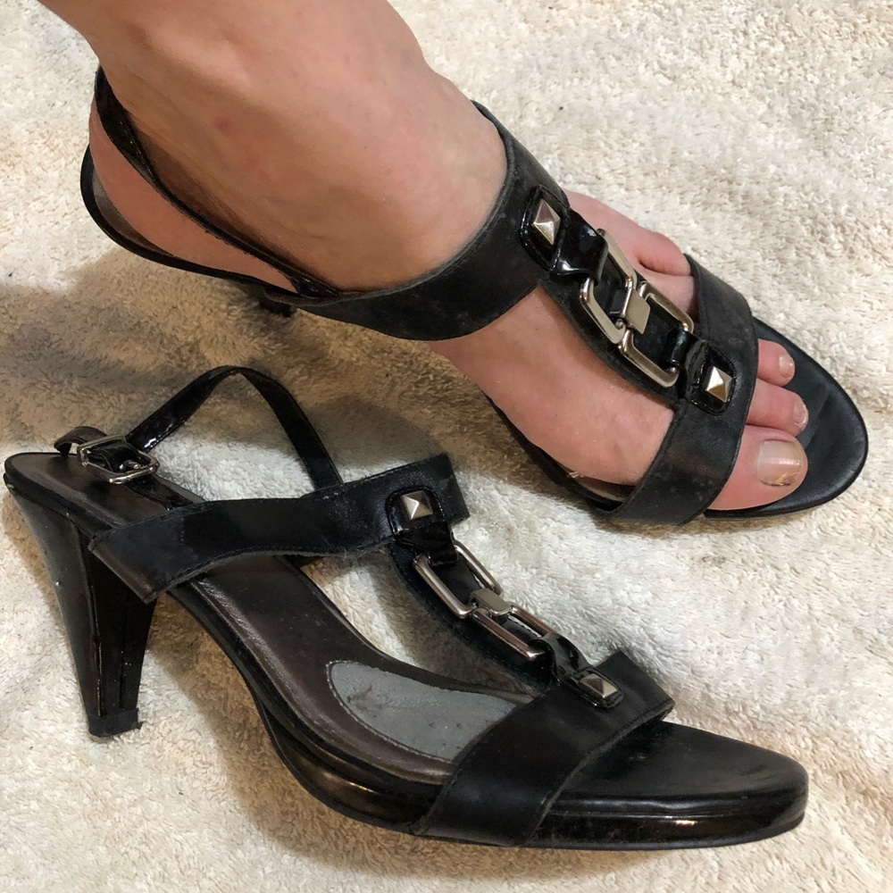 Black high heel sandals